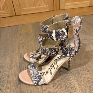 Sam Edelman Snakeskin Heels - Blue and Beige
